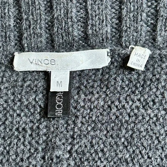 Vince Women's Charcoal Gray Merino Wool Alpaca Blend‎ Shawl Collar Cardigan Sz M - Picture 3 of 7